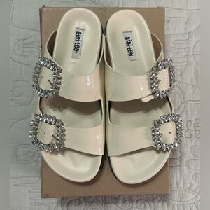 NEW Bibi Lou Crystal Buckles Bibi Lou Rose 38 Off White Cream Anthropologie